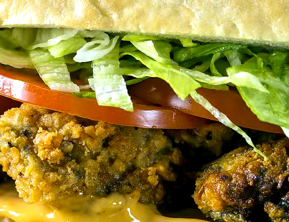 Fried Oyster Po' Boy Sandwich at Juicy King Crab Express, Seafood Restaurant in Brooklyn